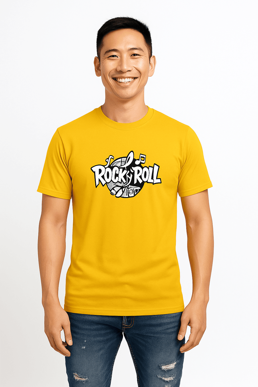 Rock n Roll Yellow Printed T-Shirt