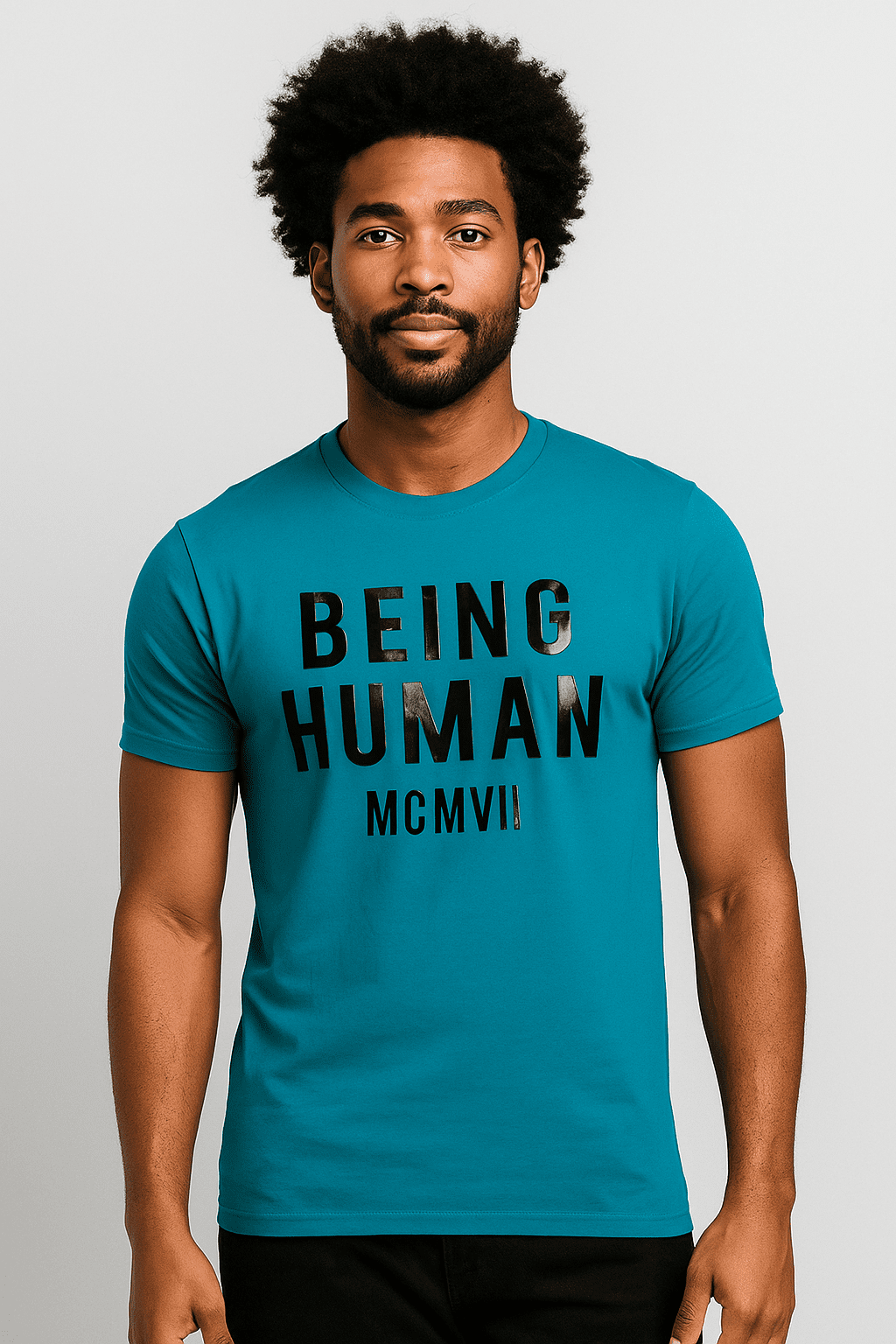 Typography Teal Printed Tshirt