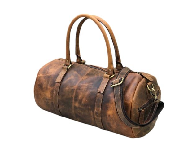 LIGHT BROWN DUFFLE LEATHER BAG