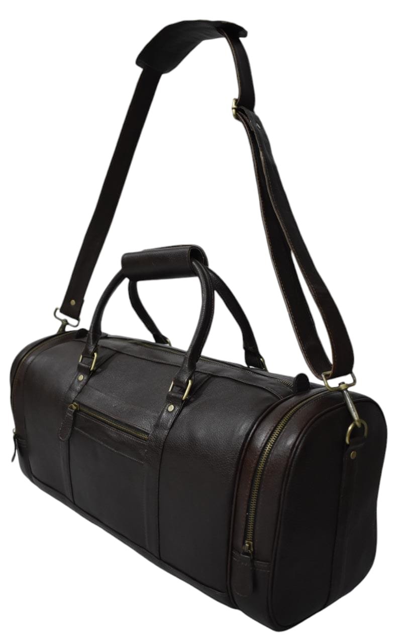 DARK BROWN DUFFLE BAG WITH YKK ZIPER
