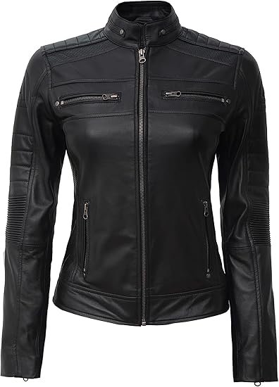 Real Leather Jacket Women Racer Motorcycle Style Leather Jackets Fashion