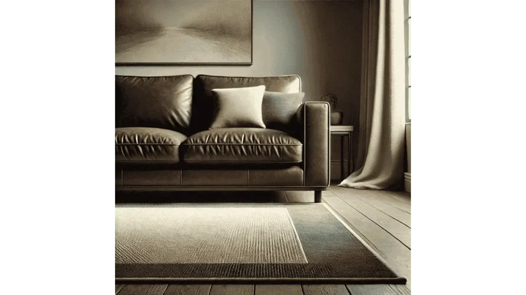 what color rug goes with dark brown leather couch
